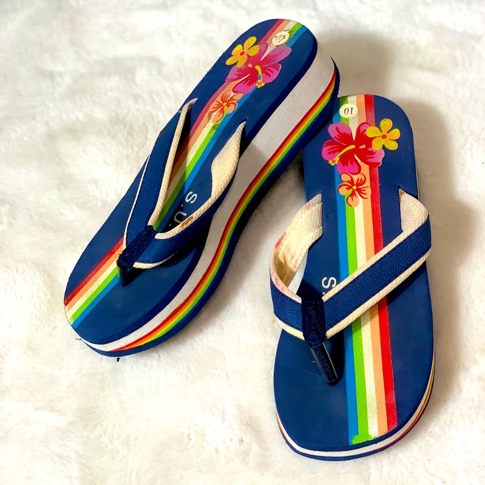 Rainbow wedge sandals